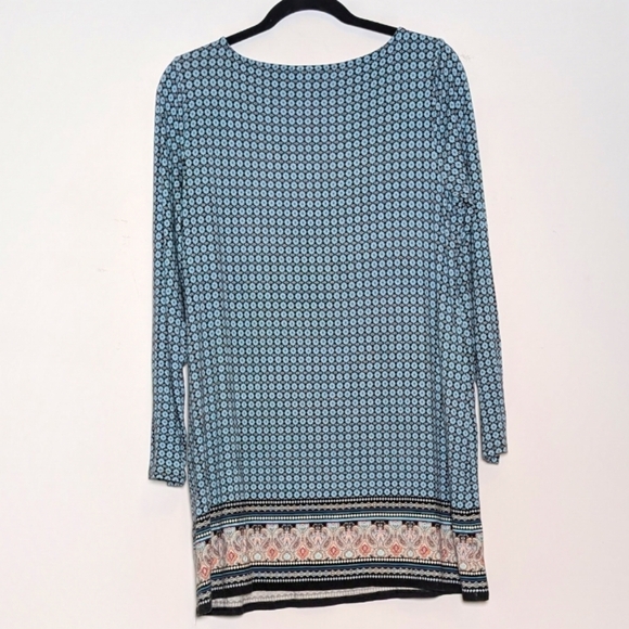 J.Jill damask paisley floral print‎ long sleeve geometric tunic blouse Medium - Picture 3 of 5